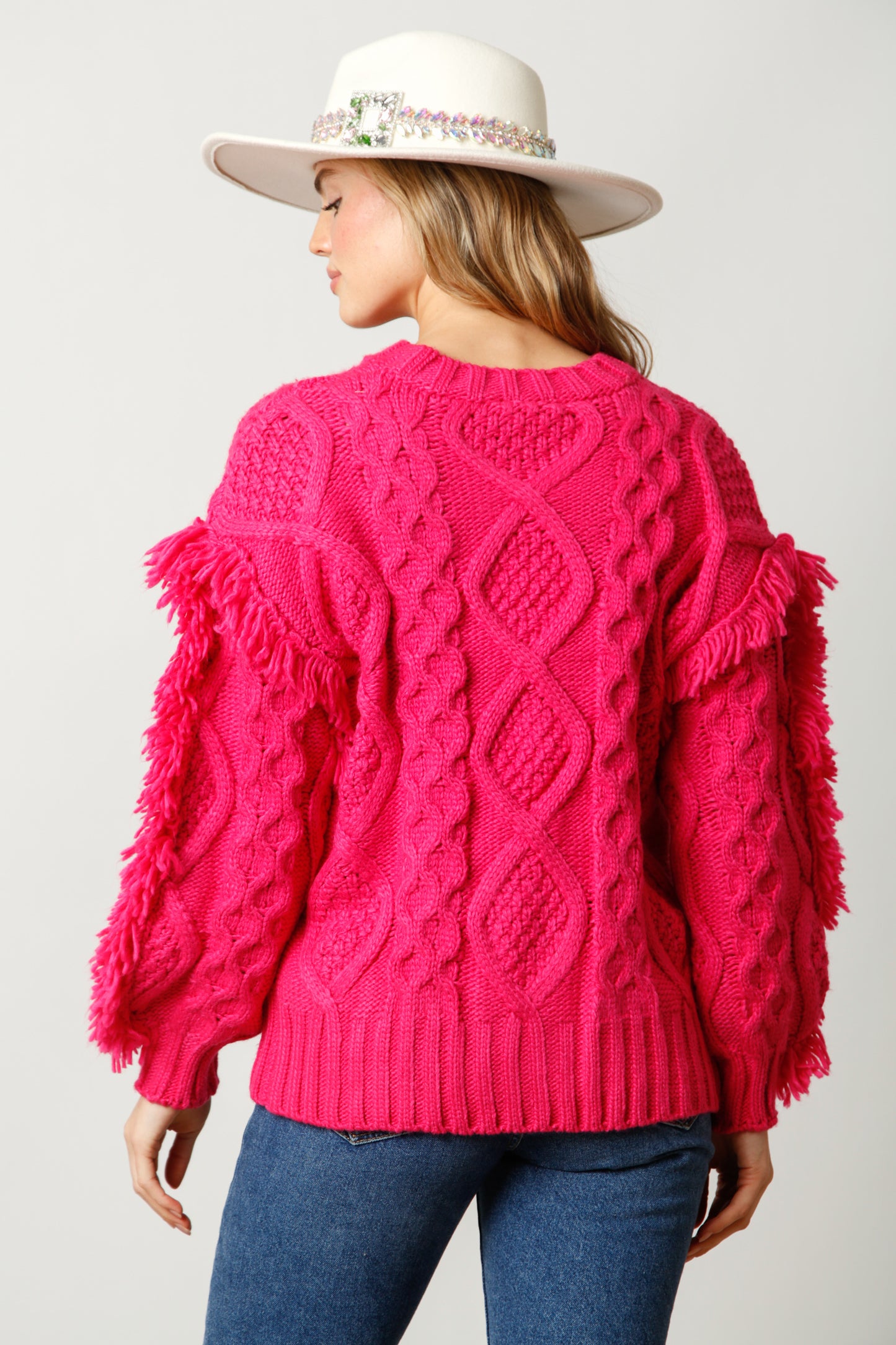 Pink Cable Knit Sweater