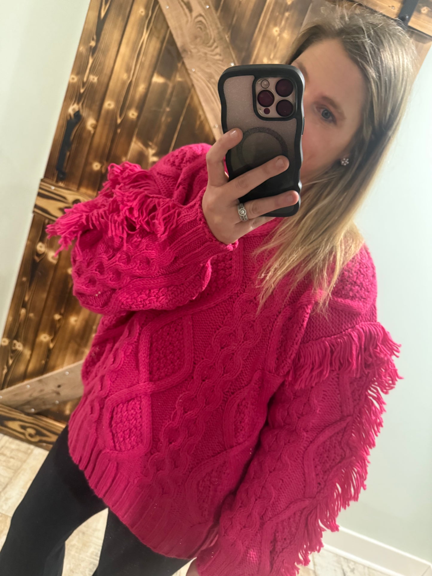 Pink Cable Knit Sweater