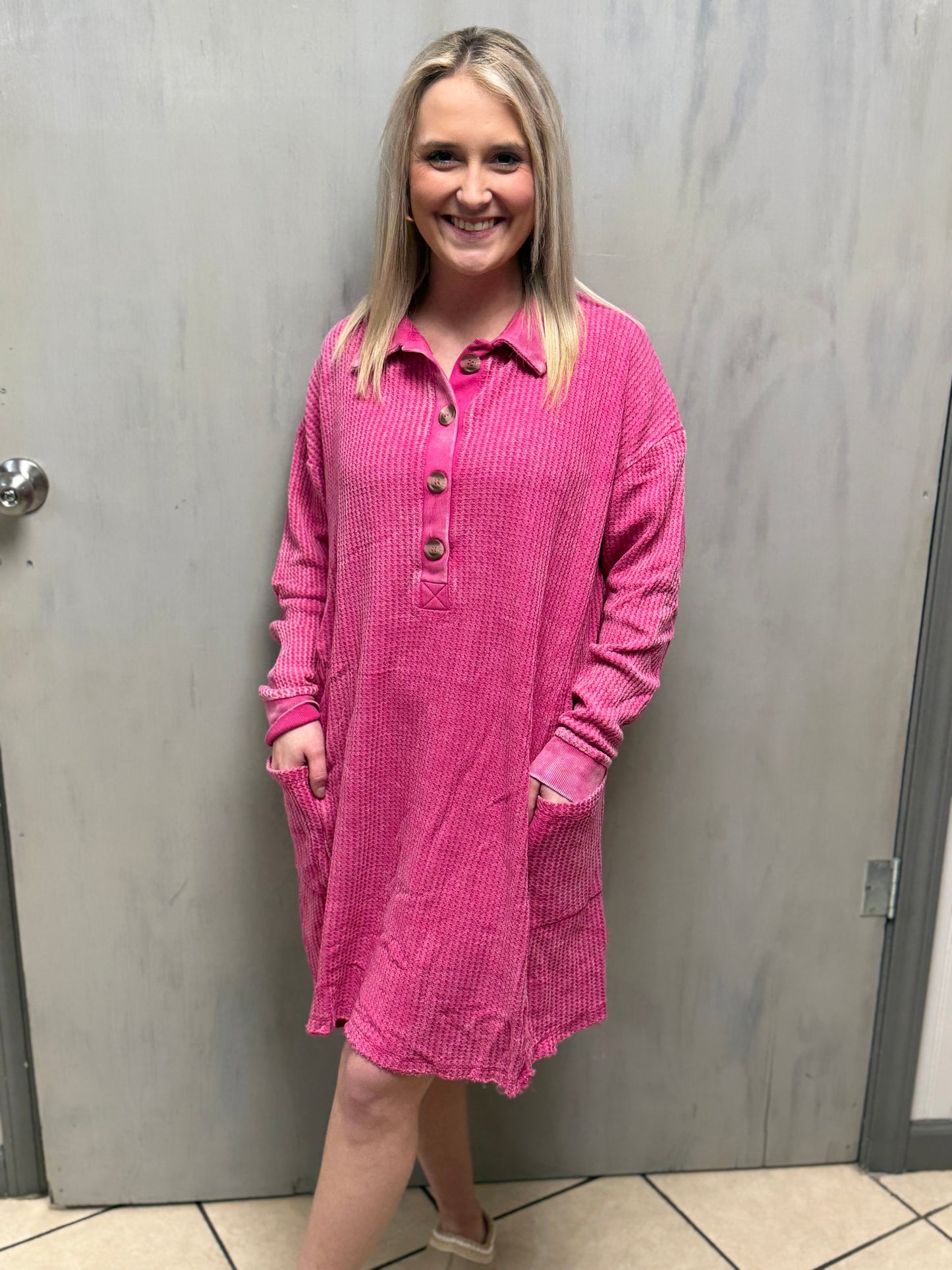 Pink Waffle Dress
