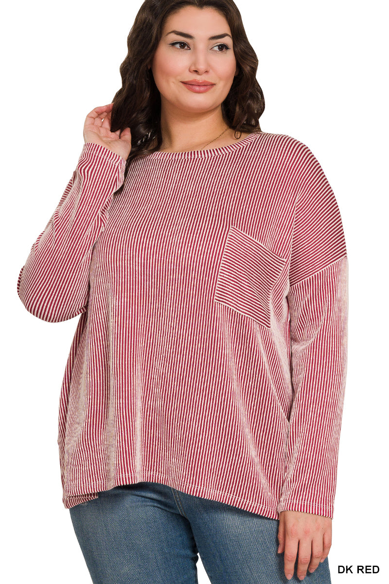 Zenana Curvy Ribbed Long Sleeve