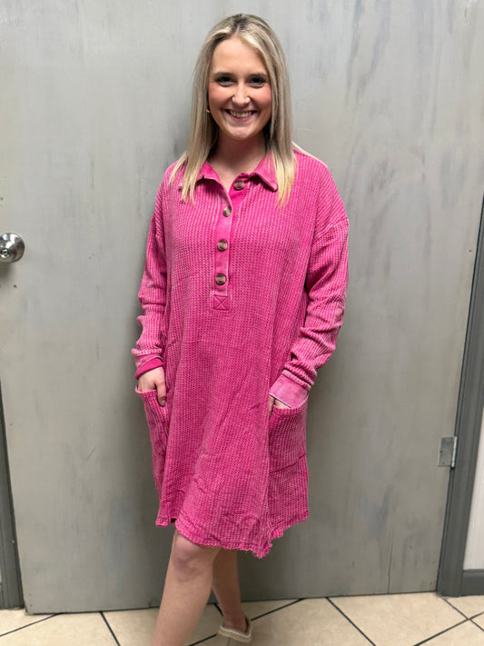 Pink Waffle Dress