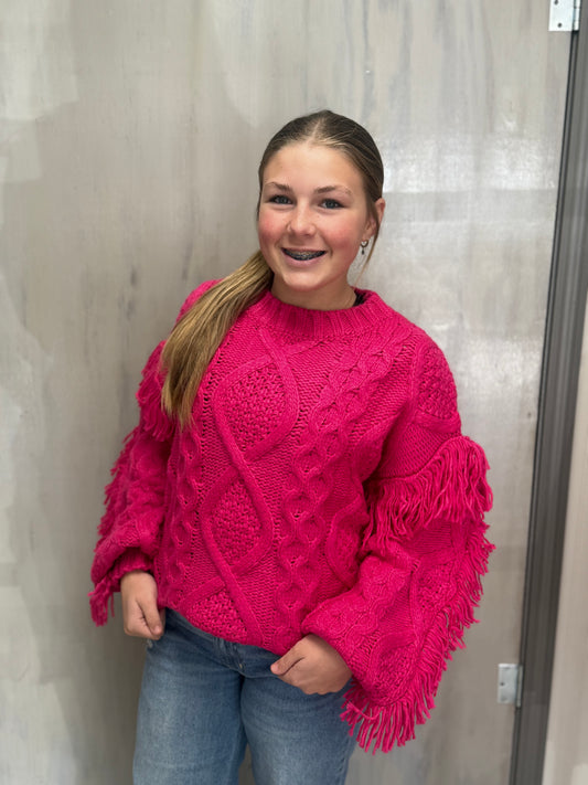 Pink Cable Knit Sweater