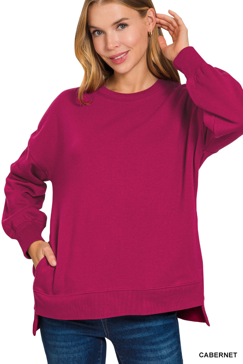 High low sweatshirt with pockets