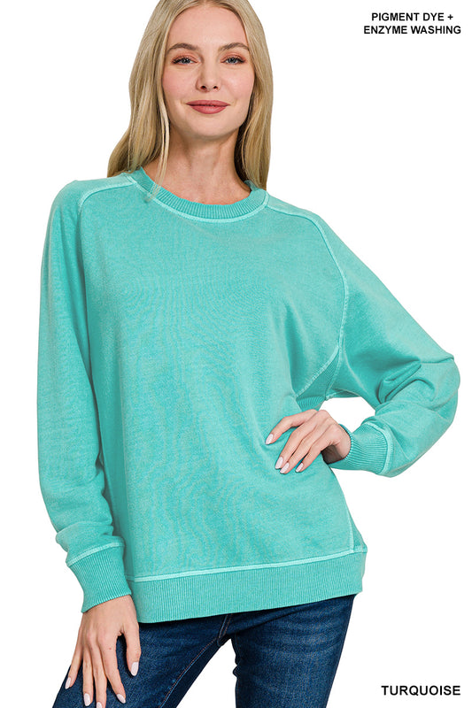 Turquoise French Terry Pullover